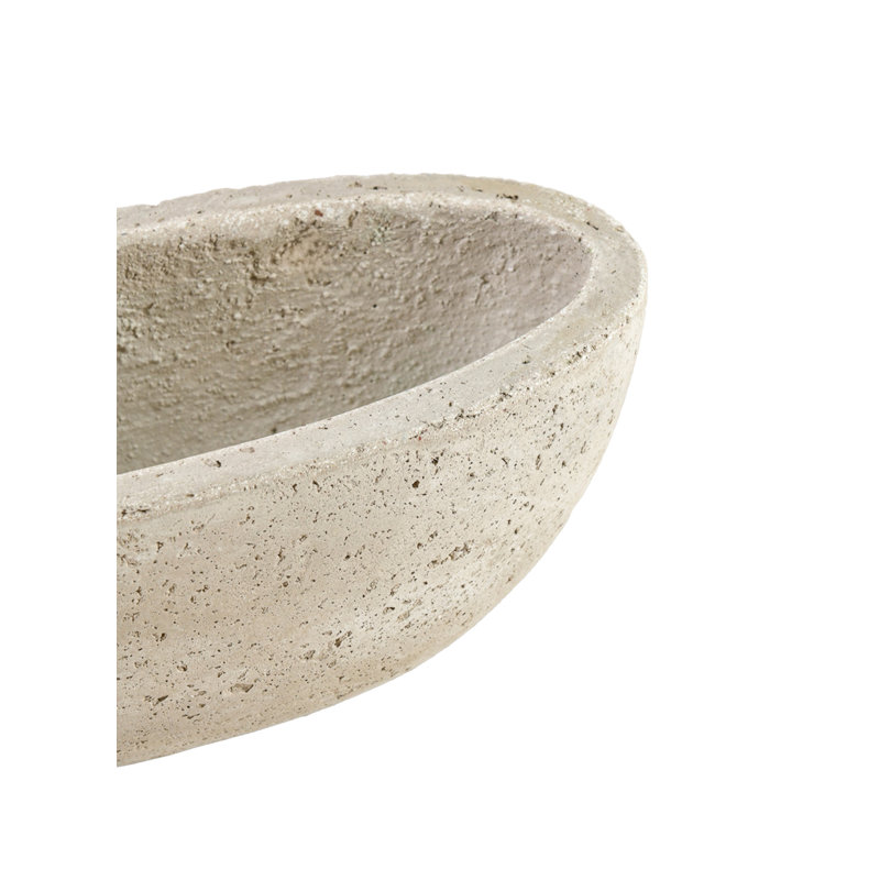 Gracie Oaks Beige Cement Oval Planter - Rustic Decorative Pot With Rough Texture, Home & Garden Decor, Indoor/Outdoor Use - Perfect For Succulents, And Flower Blooms