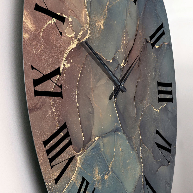 Horloge murale moderne grise et brune abstraite, Petit
