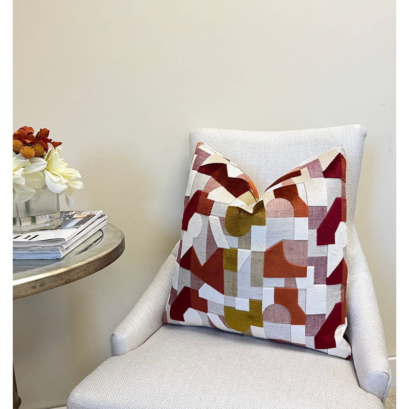 Housse de coussin Geodream, Géométrique rouge, H 22 po x l 22 po