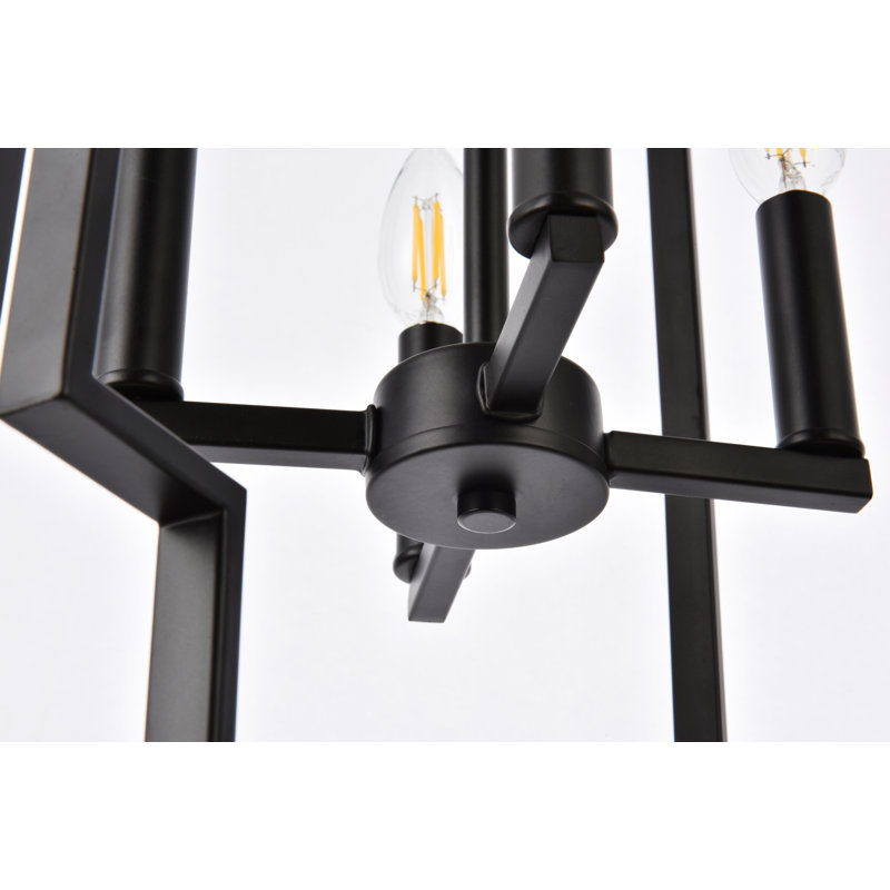 Luminaire suspendu géométrique à 4 lumières Gaylesville, Noir