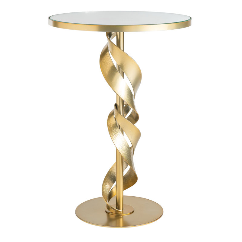 Folio Glass Top Accent Table, Modern Brass