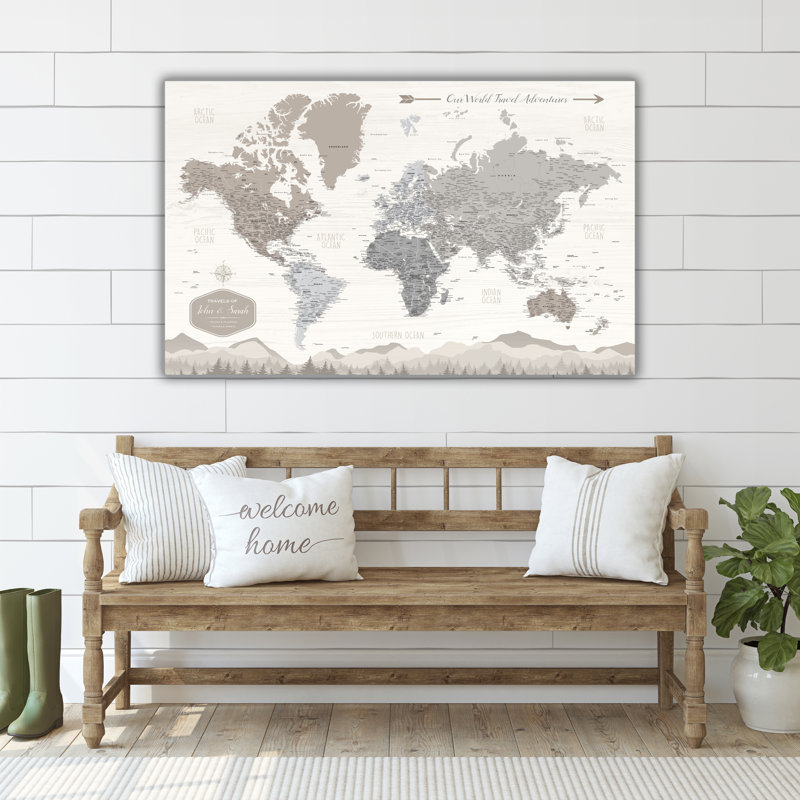 Carte du monde personnalisée avec punaise, H 30 po x l 48 po, Oui
