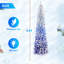 Arbre de Noël à flocons de 7 pi avec 3 lumières DEL blanc chaud, 725 pointes, branches articulées, conception mince et support en métal - arbre pré-éclairé étroit-322586211