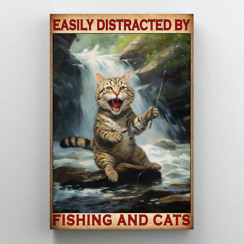 " Fishing And Cats 1 ", 14" H x 11" W x 1.25" D