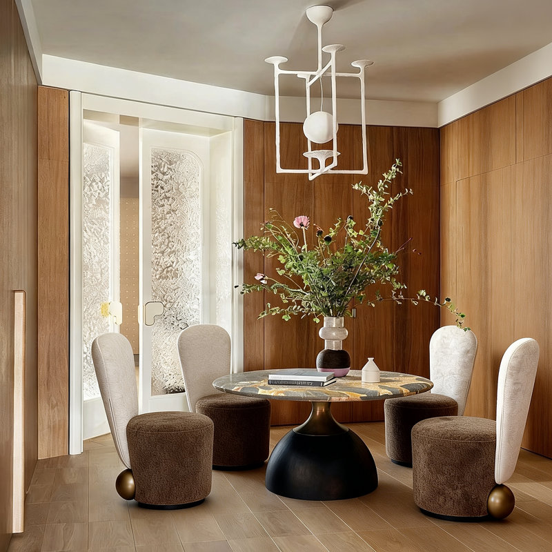 Aurelia Amber Gold Marble Round Dining Table