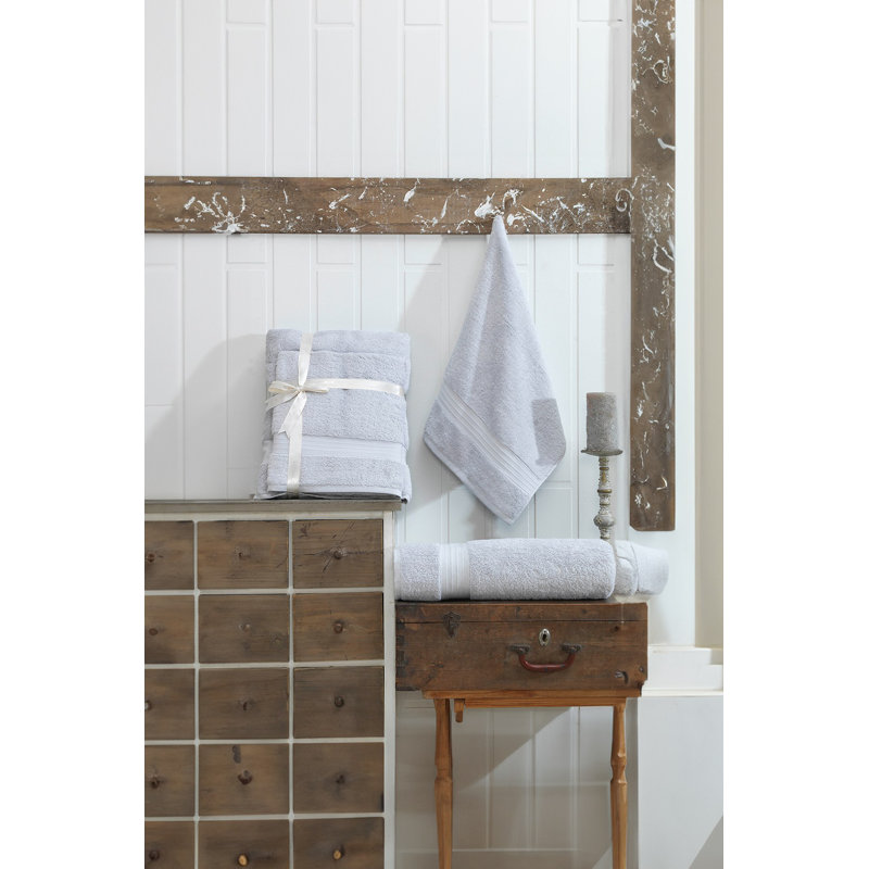 Ensemble de serviettes de luxe (2 pièces), gris clair, serviettes de bain 35,4 x 63,0 pouces et serviettes à main 19,7 x 27,6 pouces | 100% coton, doux et absorbant | Lavable à la machine | Parfait pour l'expérience de la salle de bain et du spa