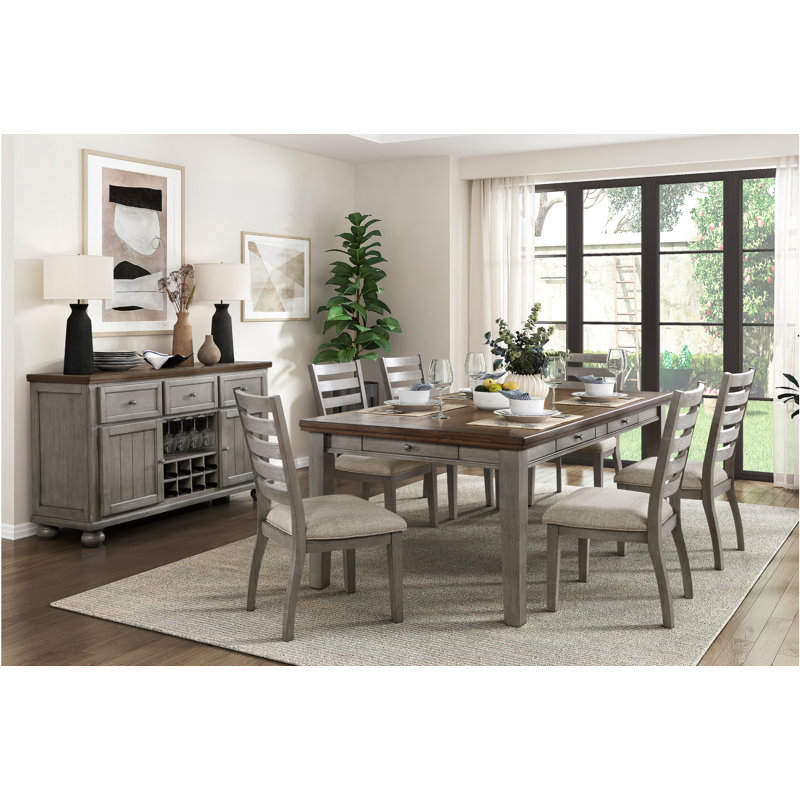 Ensemble de salle à manger à hauteur de comptoir Janille, 8 pièces, Gris, Beige/gris