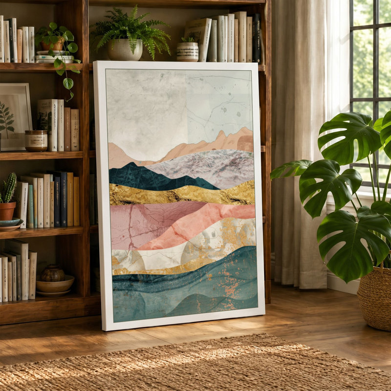 Layered Mountains Boho - Wrapped Canvas, Cream Border, 30x20 - 76.2 x 50.8 cm