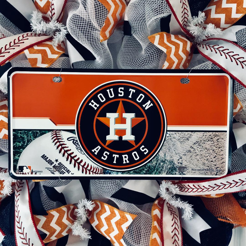 Couronne de baseball en maille intérieure / extérieure faite à la main, Houston Astros