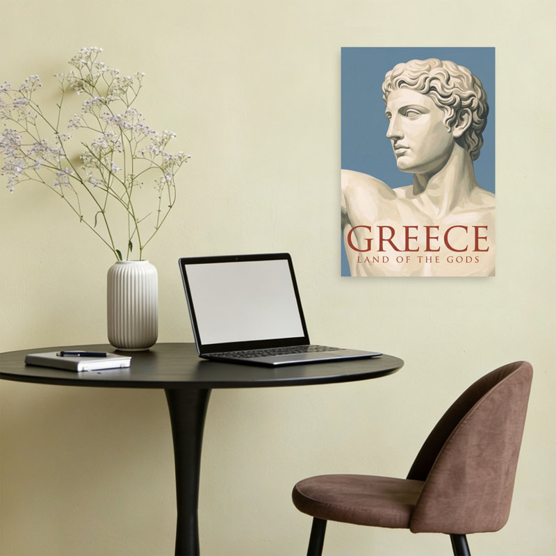 Greece Land Of Gods Classic Abstract Contemporary Architecture Landscape Wall Art Print, 60.96cm H x 40.64cm W