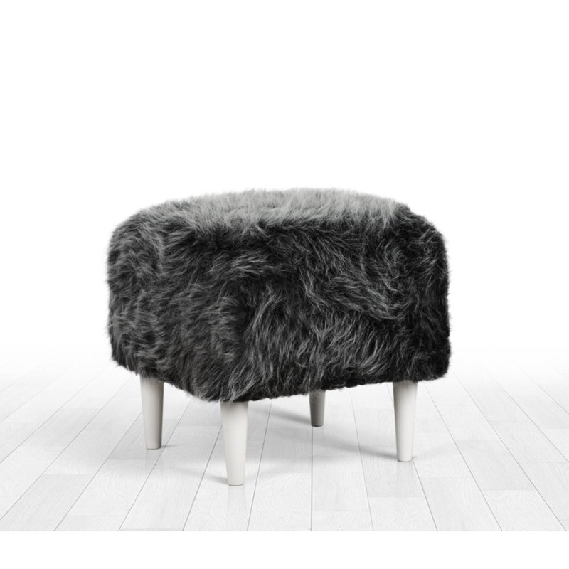Repose-pieds Ahmora, 100 % polyester gris foncé