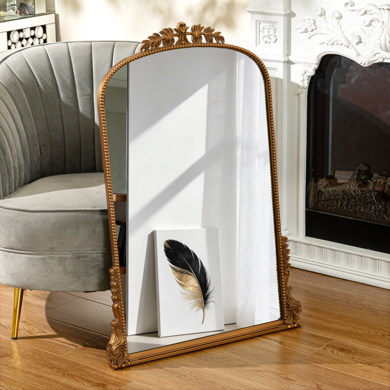 Arch PU Wall Mirror, Antique Gold, 80cm H x 60cm W