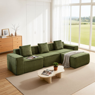 Canapé Boneless de 117,6 po, canapé modulaire Cloud Couch, canapé modulaire en forme de L, canapé-lit convertible en velours côtelé, fauteuils rembourrés pour le salon, aucun assemblage requis
