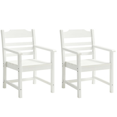2Pcs Patio Dining Chair With Armrest, Hips Material, Pure White Wood Appearance, Outdoor Comfort Option Of 2 , Hips, Grain , Relaxing