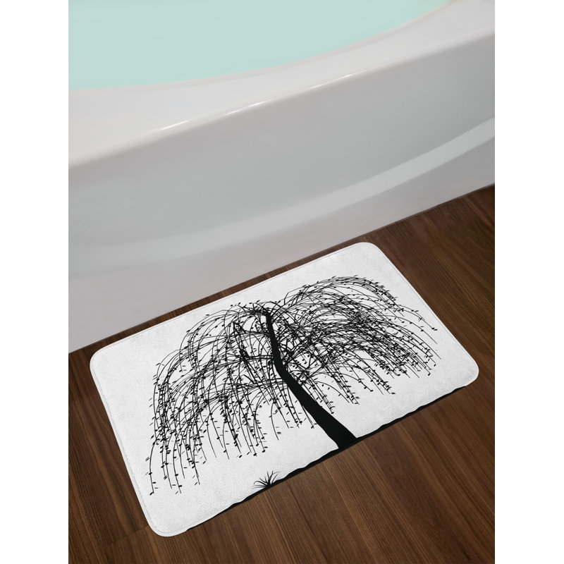 East Urban Home™ Bath Mat, Non Slip Backing, 30.2" x 20", Black White Yellow