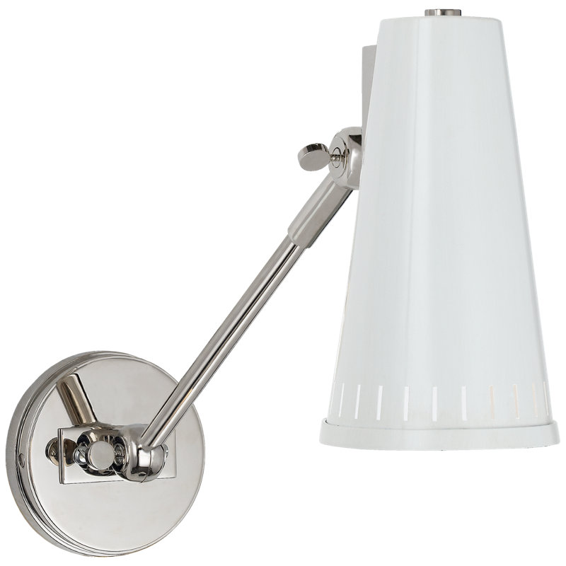 Thomas O'Brien Antonio Adjustable One Arm Wall Lamp, Polished Nickel, Antique White