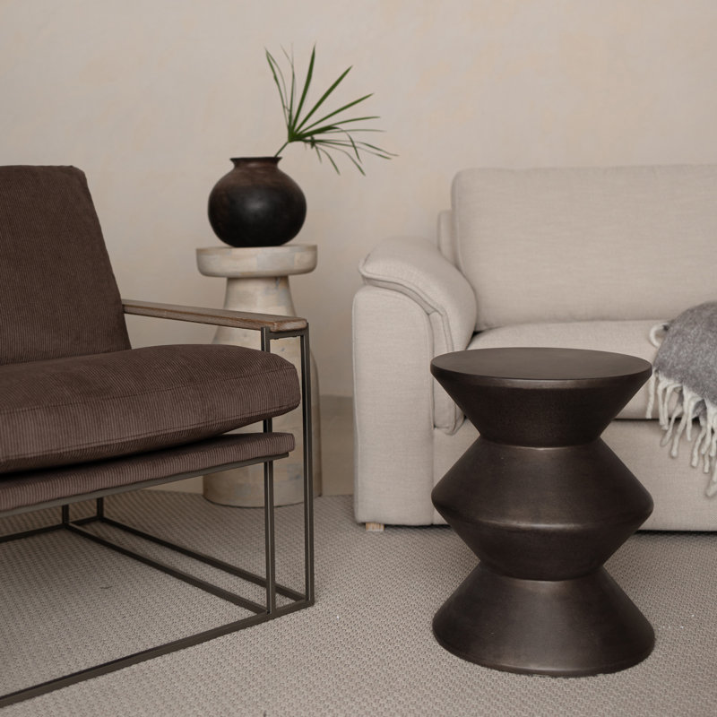 Bronze Concrete Accordion Silhouette End Table