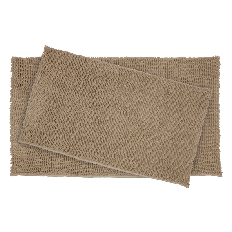 Wayfair Basics® Aguon 2 Piece Plush Bath Rug Set, Linen
