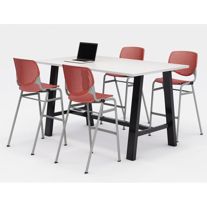 Ensemble de table de réunion et de chaises Midtown, H 41 po x L 72 po x P 36 po, Blanc de designer, Corail