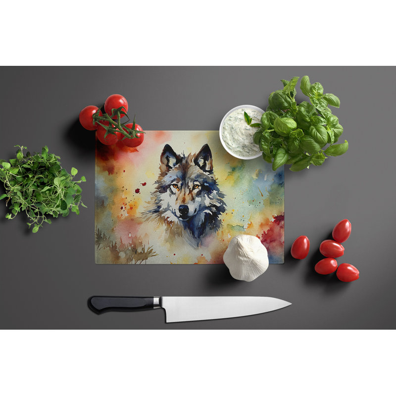 Wolves Wolf  Glass Cutting Board Large