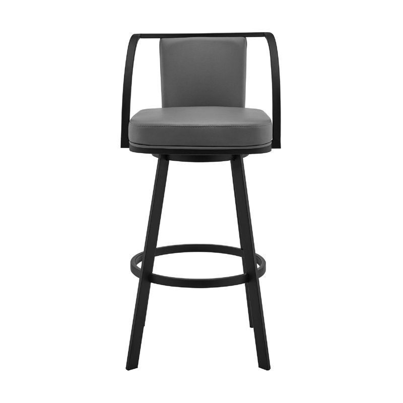 Chaise de bar pivotante en similicuir et fer Anecia,  Siège gris / cadre argenté