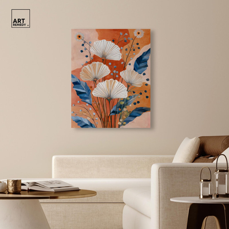 «Blue and White Floral I», reproduction d'art sur toile par Art Remedy, galerie tendue, 36 x 45, H 45 po x l 36 po