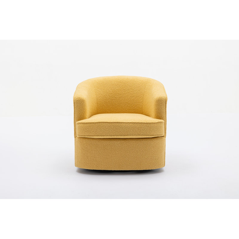 Jenai Upholstered Swivel Barrel Chair, Yellow Polyester
