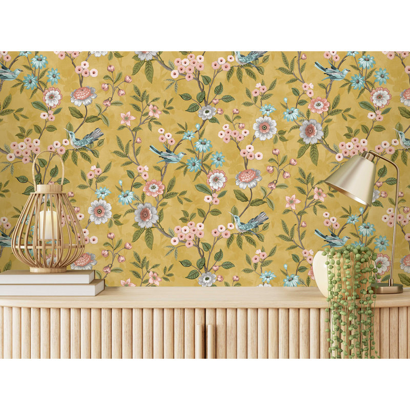Elspeth Floral Trail Wallpaper, Yellow