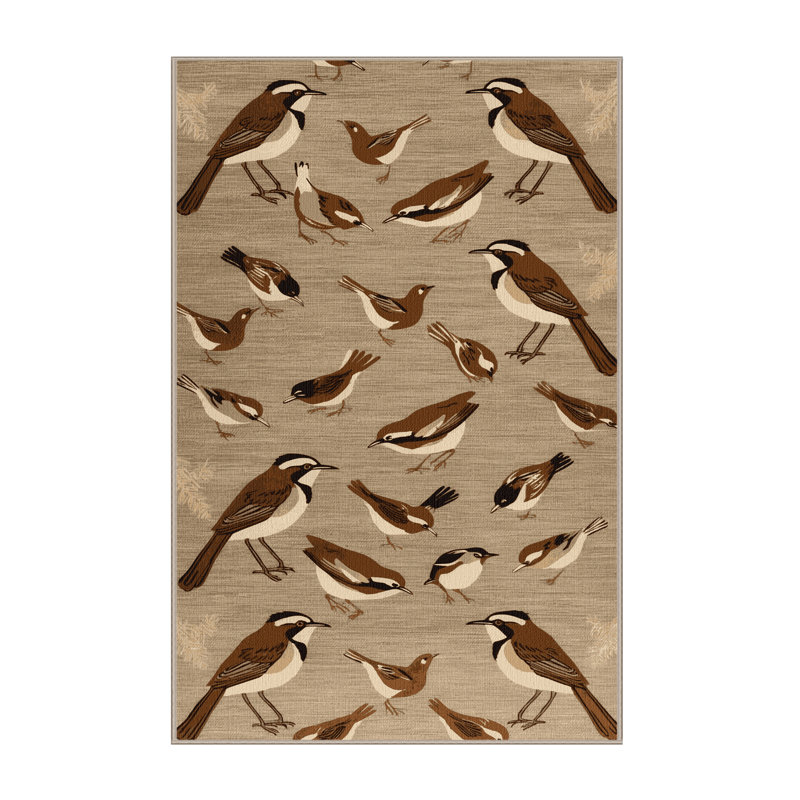 Washable Eurasian Wren Birds Area Rug, Rectangle 3' x 5'