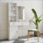 Hair Styling Desk, White Modern with Multi-Layer Storage | 2 Drawers + Cabinet | White | MDF-1412932974
