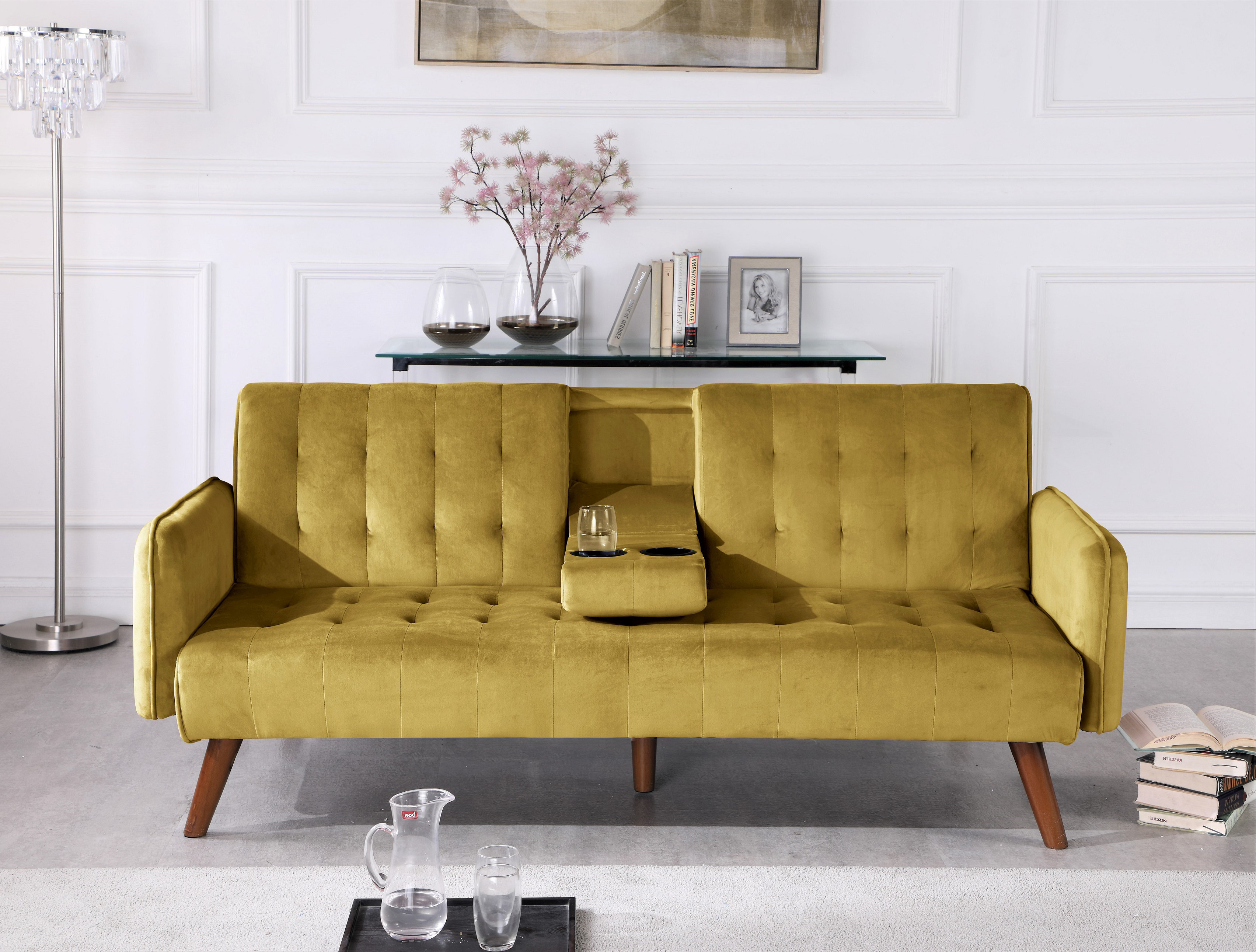 Corrigan Studio® Zaria Velvet 72'' Square Arm Sofa Bed Wayfair