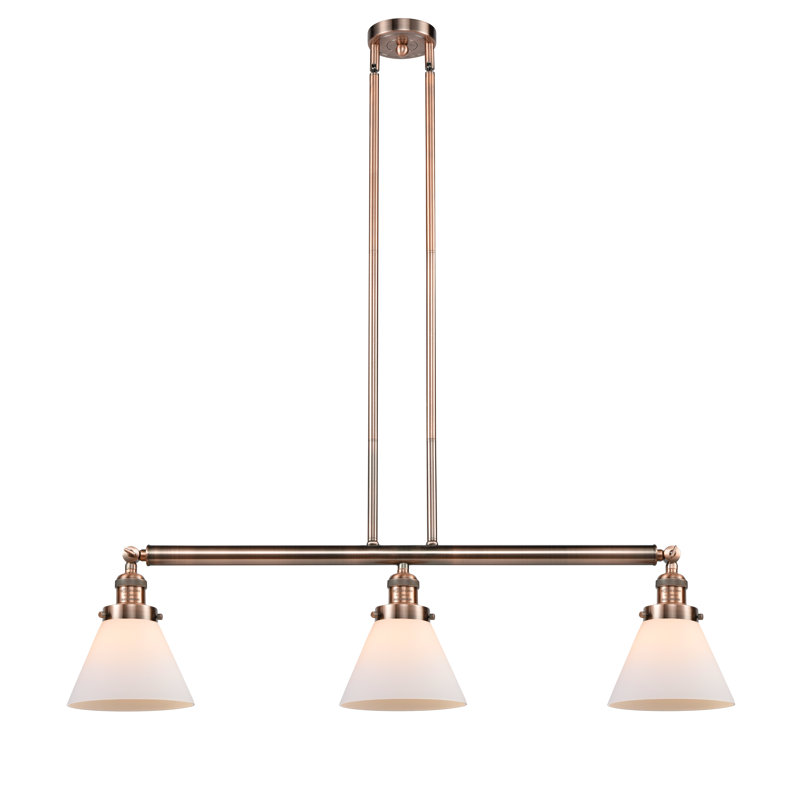 Morgan 3 - Light Kitchen Island Pendant, Matte White, Matte, 6 Watt Vinage LED Bulb