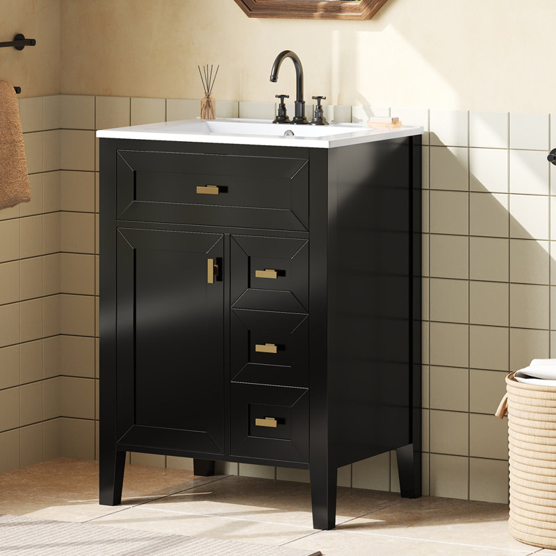 Meuble-lavabo 24 po avec lavabo, Noir