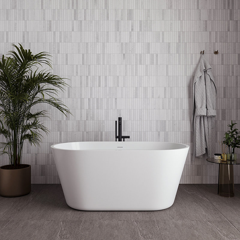 Baignoire autoportante 54 "avec drain interne Streamline, Noir mat