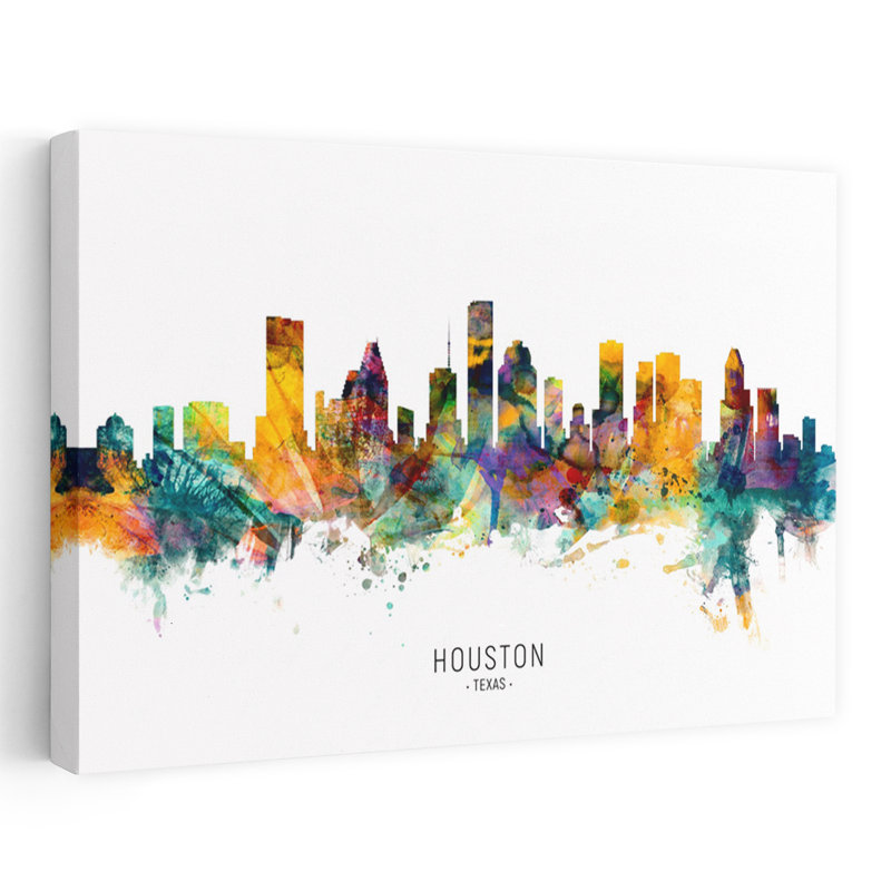 Vibrant Houston Skyline by Michael Tompsett - Wrapped Canvas Print, 60.96 cm H x 40.64 cm W