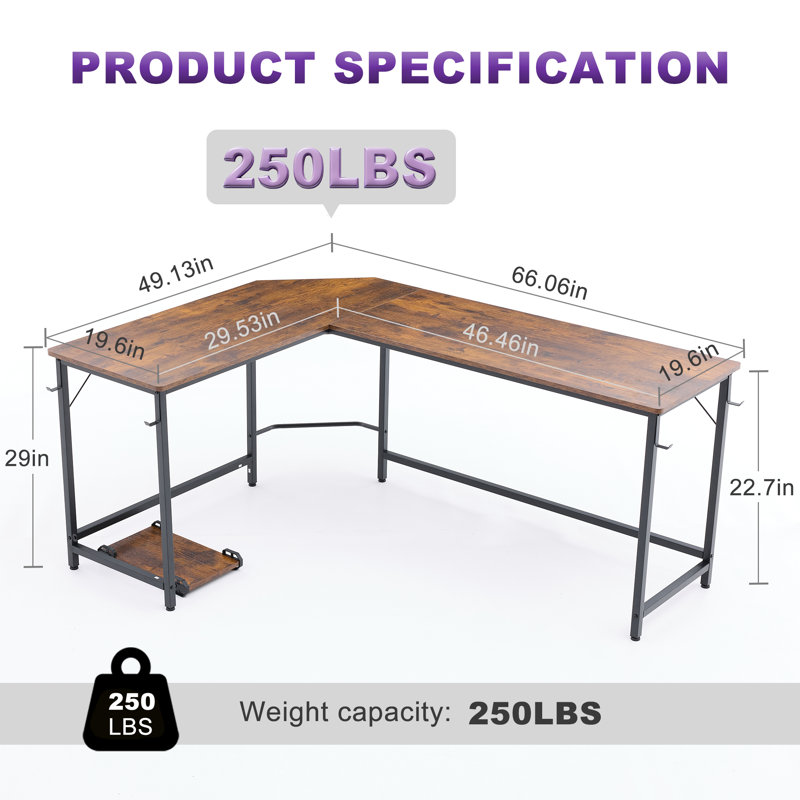 66IN L Shaped Corner Desk, Modern Large L Desk for Home Office & Gaming, White