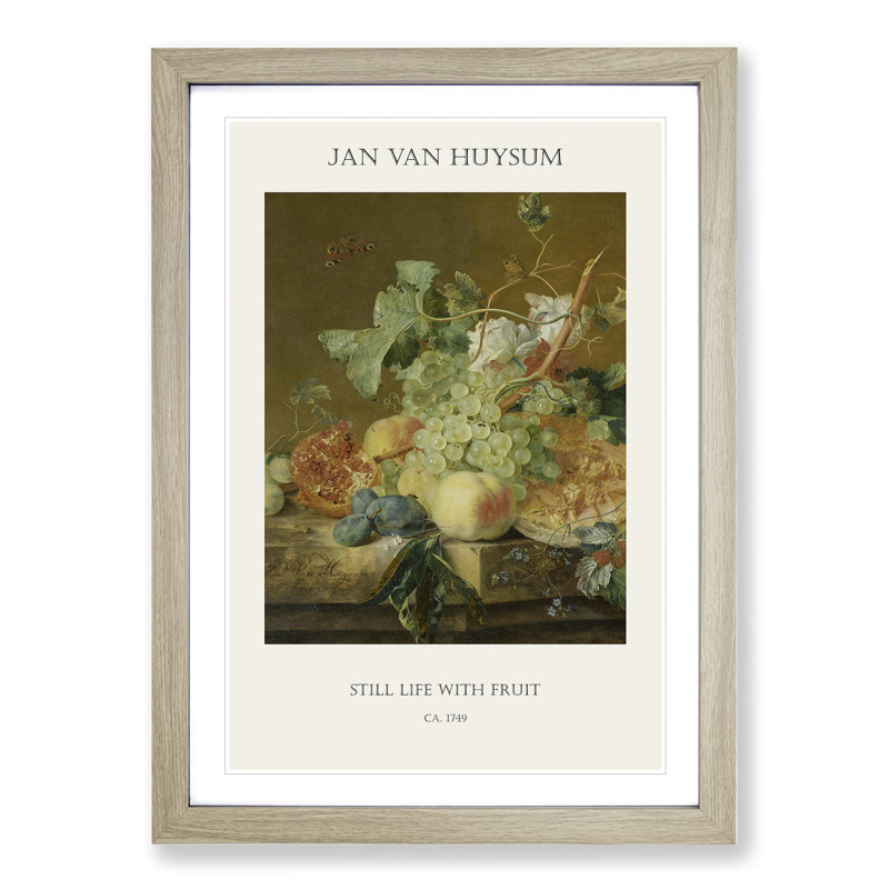 Still Life With Flowers And Fruit Vol.8 by Jan Van Huysum - Single Picture Frame Print, 65cm H x 48cm W x 2cm D, Oak Framed