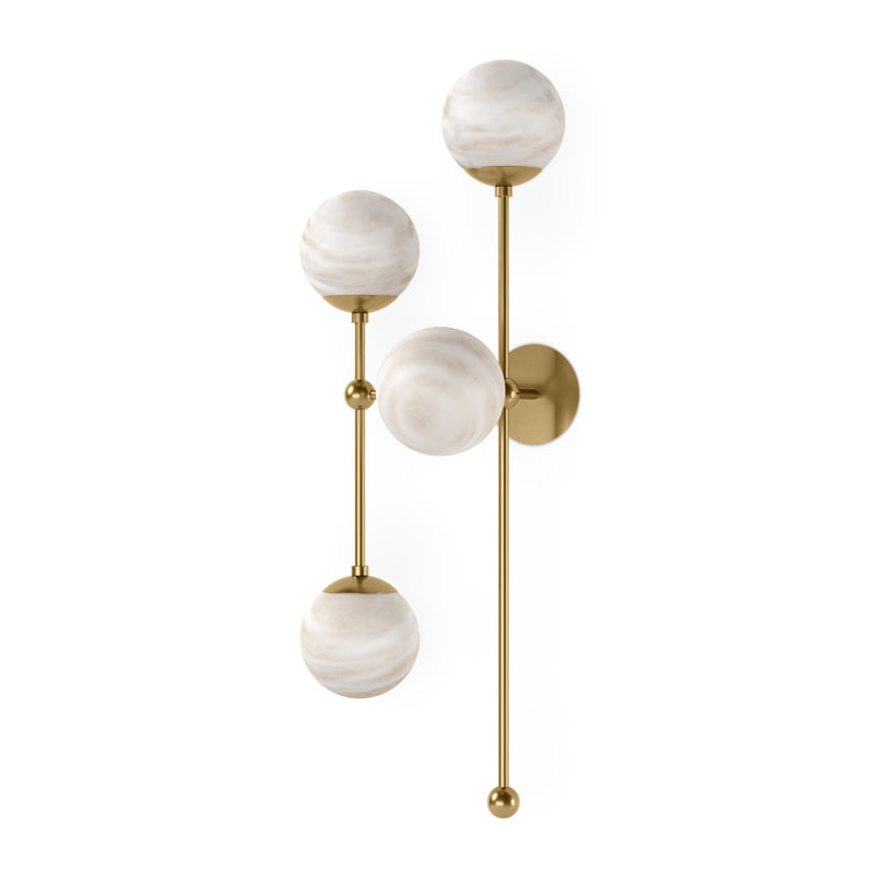 Armstrong 4 - Light Armed Sconce, Burnished Brass, Marbled Matte, Right