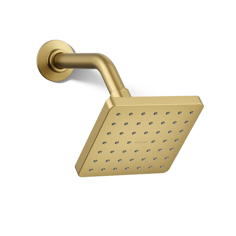 Parallel Single-Function Square Showerhead, Shower Head with One Spray, 2.5 GPM, Vibrant Brushed Moderne Brass