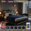 EU Double & King Ottoman Storage Bed With Dual LED Lights, Upholstered Bed Frame With Charging Port, Grey Linen-1947071662