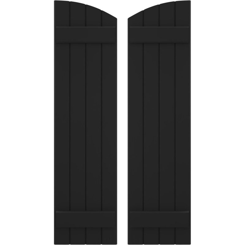 Volets de planche-n-lattes jointes avec plateau elliptique Americraft (2 lattes) (par paire), Noir, 14", 42"