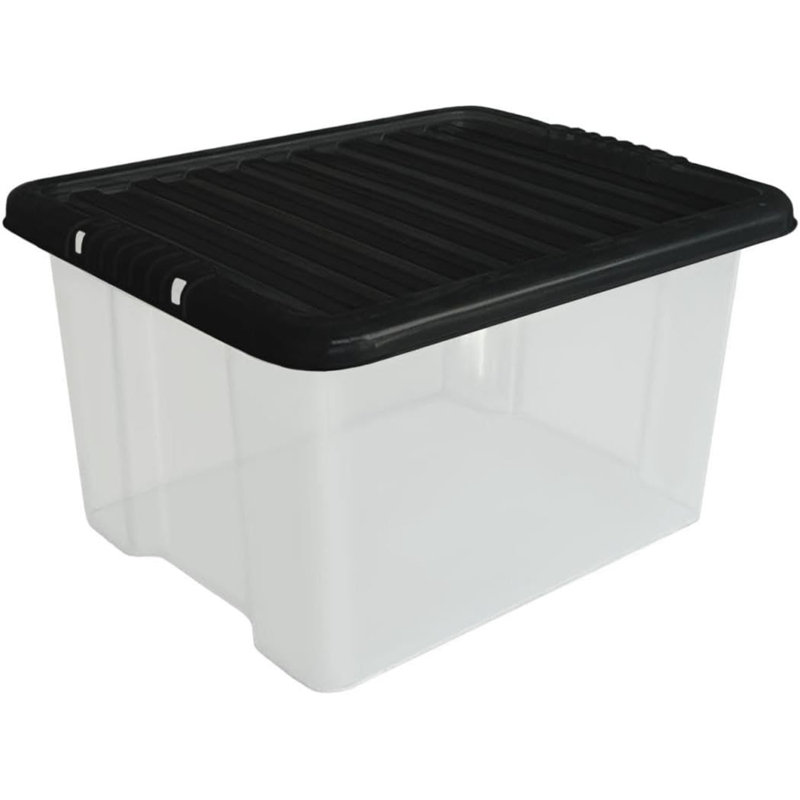 Rebrilliant 24L Plastic Basket Storage Boxes With Lid Home Office Kitchen Stackable Containers 10PK