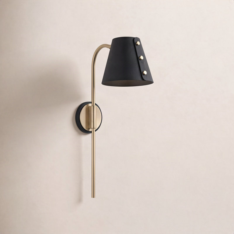 Daphne Plug-in Armed Sconce, Aged Brass, Black