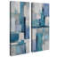 Blocs géométriques bleu sarcelle et gris – Ensemble de 2 impressions sur toile encadrées 32 po x 12 po x 2 po-134804095-134804096