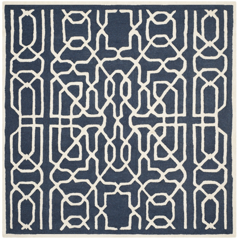 Cannen Hand Tufted Wool Geometric Rug, Square 6'