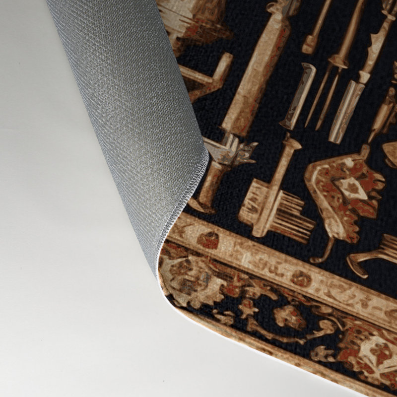 Tapis noir français intérieur et extérieur, Rectangle 5 pi x 7 pi