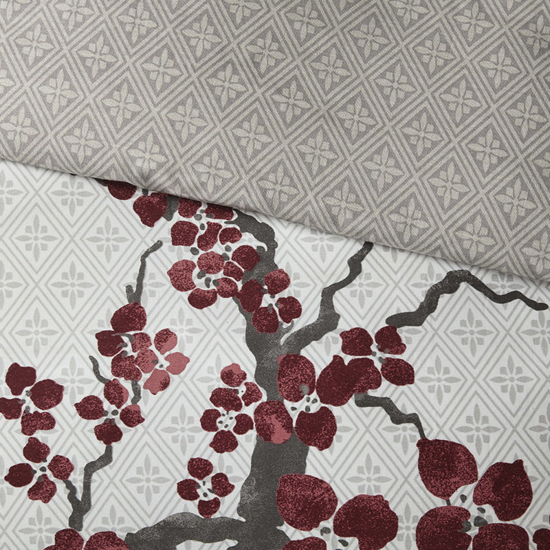 Housse de couette Cherry Blossom Bedding - 100% coton, housse de couette à imprimé floral, attaches intérieures, fermeture à boutons facile à nettoyer