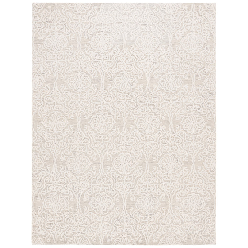 Davyan Hand Tufted Wool Damask Rug, Rectangle 8' x 10'