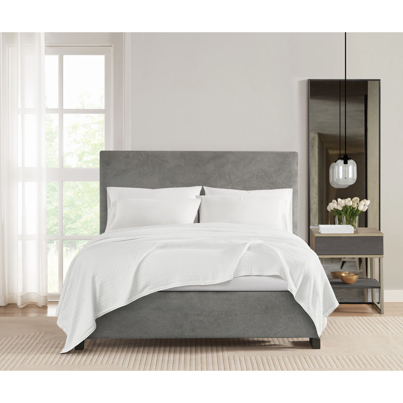 Couverture en coton Vince Camuto Classic, Blanc, Très grand lit
