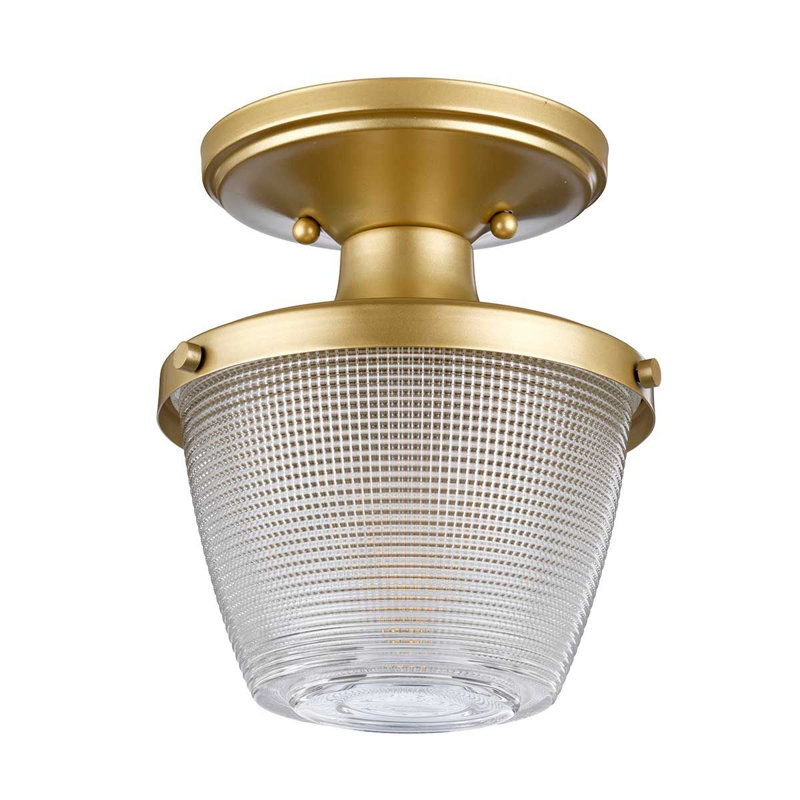 Atha Glass Semi Flush Mount, Natural Brass